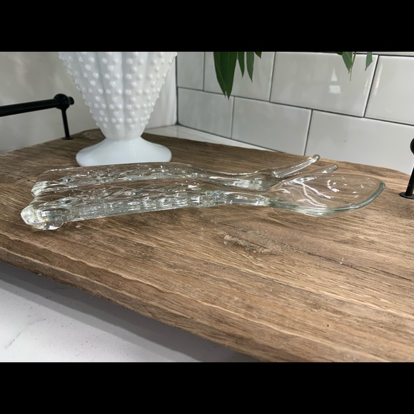 Vintage Glass Anchor Hocking Wexford Heavy Fork and Spoon Serving Utensil Set - Picture 6 of 6